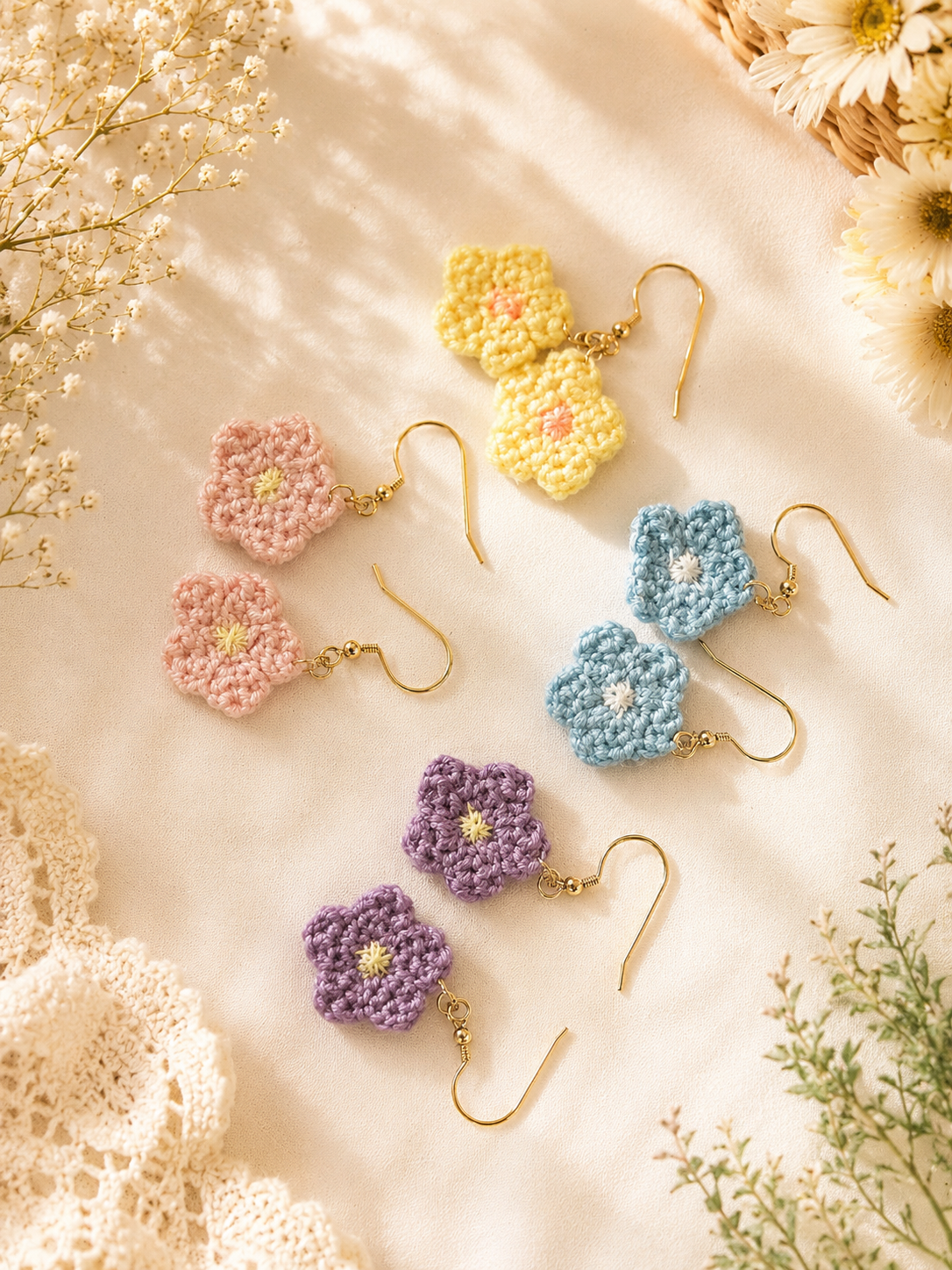 🌸 Handcrafted Flower Earrings 🌸